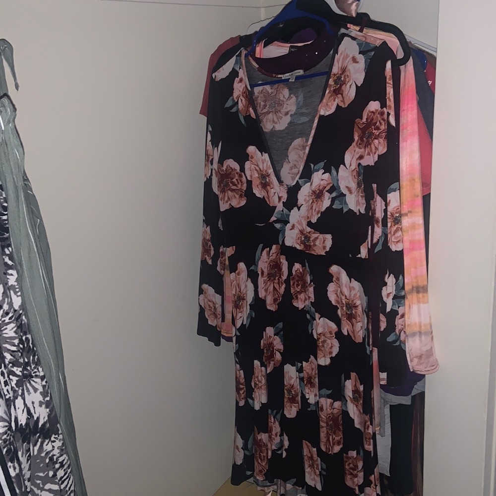 Charlotte Russe Floral V Neck Skater Dress